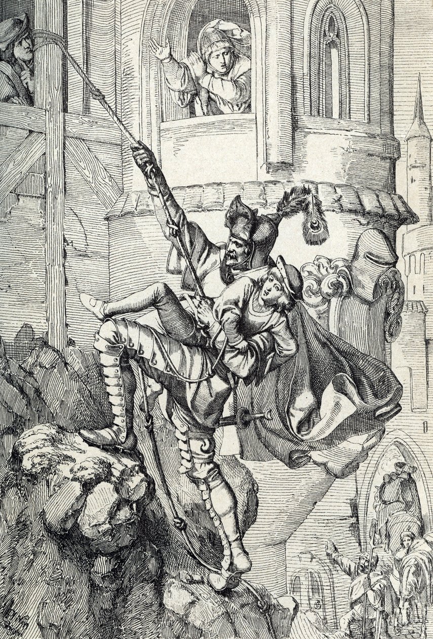 Prinzenraub: rapimento dei principi Ernesto e Alberto, figli di Federico II di Sassonia nel luglio 1455 da parte del cavaliere Kunz von Kaufungen da Peter Johann Nepomuck Geiger