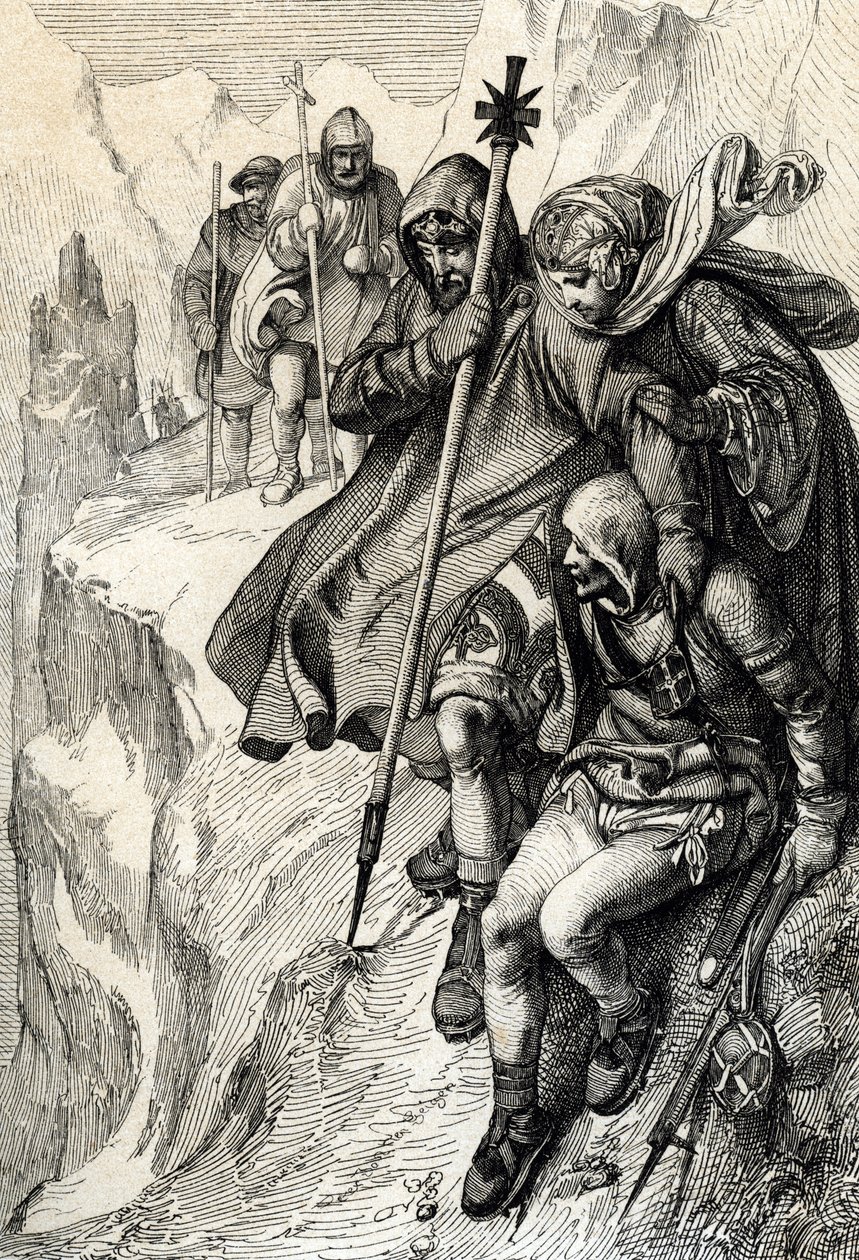 Il re dei Romani Enrico IV attraversa il passo del Monte Cenisio per raggiungere la contessa Matilde di Toscana a Canossa dove si trova papa Gregorio VII, gennaio 1077 da Peter Johann Nepomuck Geiger