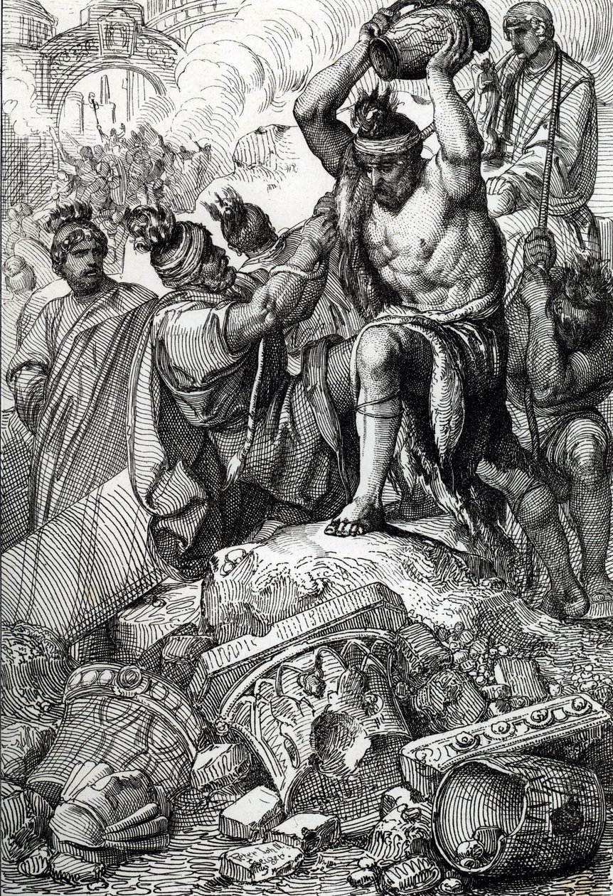 Il sacco di Roma (Italia), nel 410, presa e saccheggiata dai Visigoti guidati da Alarico (370-410) da Peter Johann Nepomuck Geiger