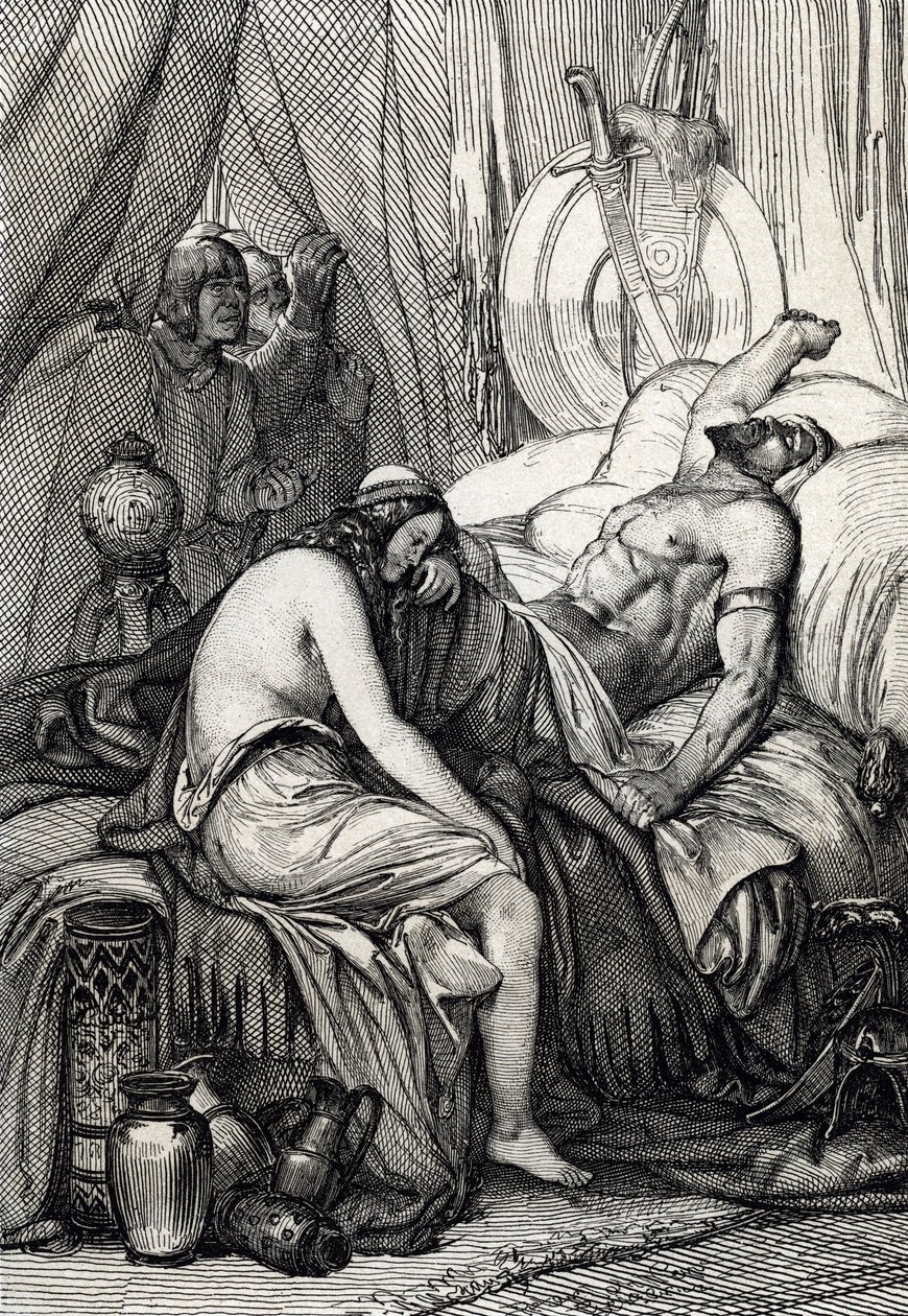La morte del re degli Unni Attila (395-453) durante il sonno nella notte del suo matrimonio con la germanica Ildico, 453 da Peter Johann Nepomuck Geiger