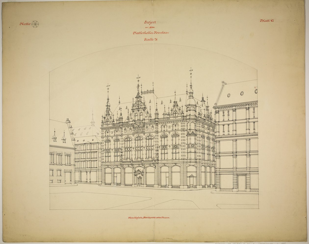 Rathskeller Neubau, Halle (Saale), Sassonia-Anhalt, Germania, Prospettiva (incompiuta) da Peter Joseph Weber