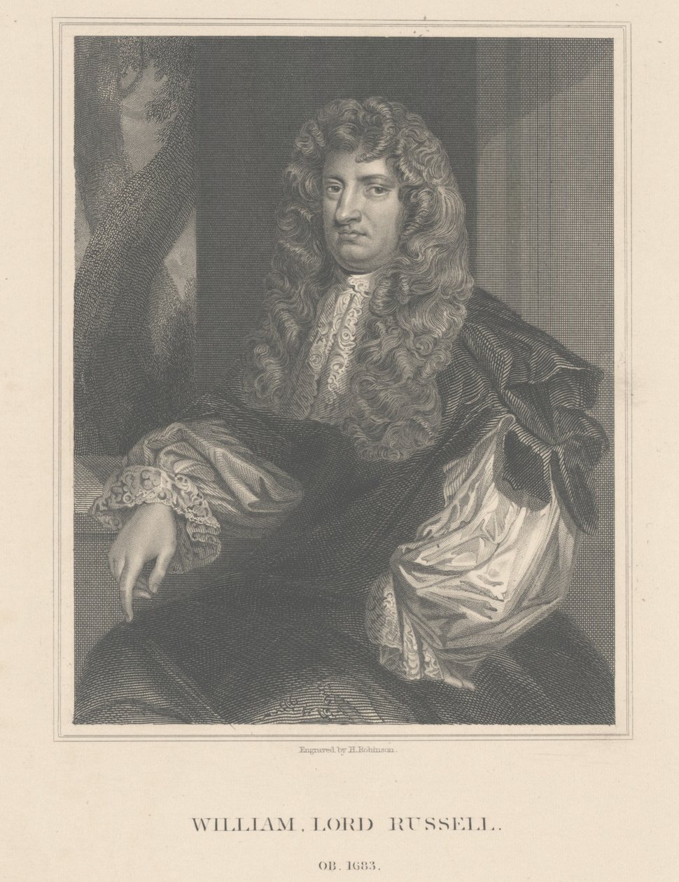 Ritratto di Lord William Russell, inciso da H. Robinson da Peter Lely