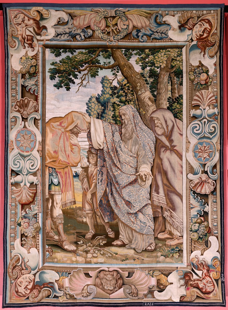 Arazzo fiammingo. Serie Storia del console Decio Mure. Valerio benedice Decio. Quarto arazzo della serie. Modello PP Rubens. Manifattura Jan Raes II, Bruxelles. Ca 1620-1629. Oro, argento, seta e lana. 405 x 330 cm. Palazzo Reale da Peter Paul (after) Rubens