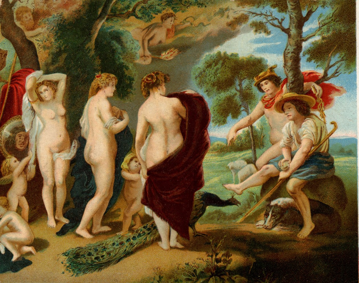 Giudizio di Parigi (cromolitografia) da Peter Paul (after) Rubens