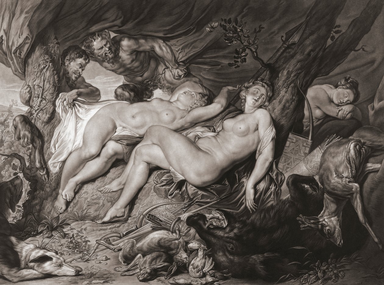 Diana dormiente e le sue ninfe spiate dai satiri da Peter Paul (after) Rubens