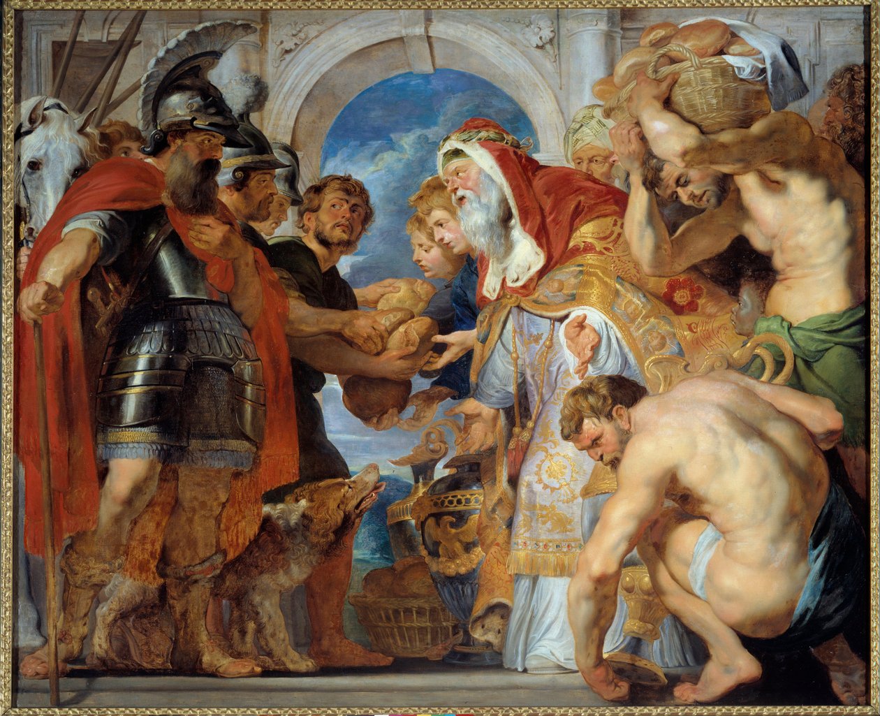 Abramo e Melchisedec. Ritornando da una campagna vittoriosa, Abramo incontrò Melchisedec, re di Salem, che gli portò pane e vino. Era un sacerdote e pronunciò questa benedizione da Peter Paul Rubens