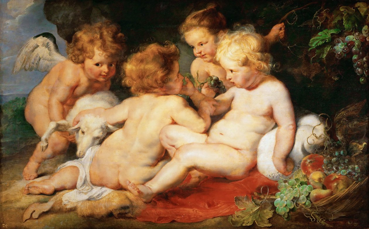 Cristo e Giovanni Battista bambini con due angeli da Peter Paul Rubens