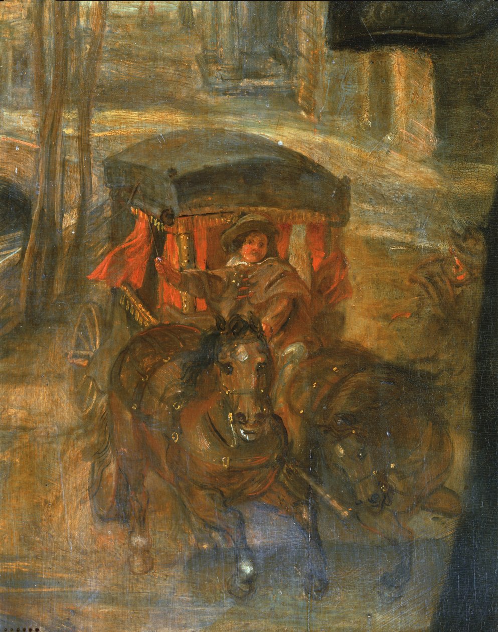 Helene Fourment con carrozza (dipinto su tavola) da Peter Paul Rubens