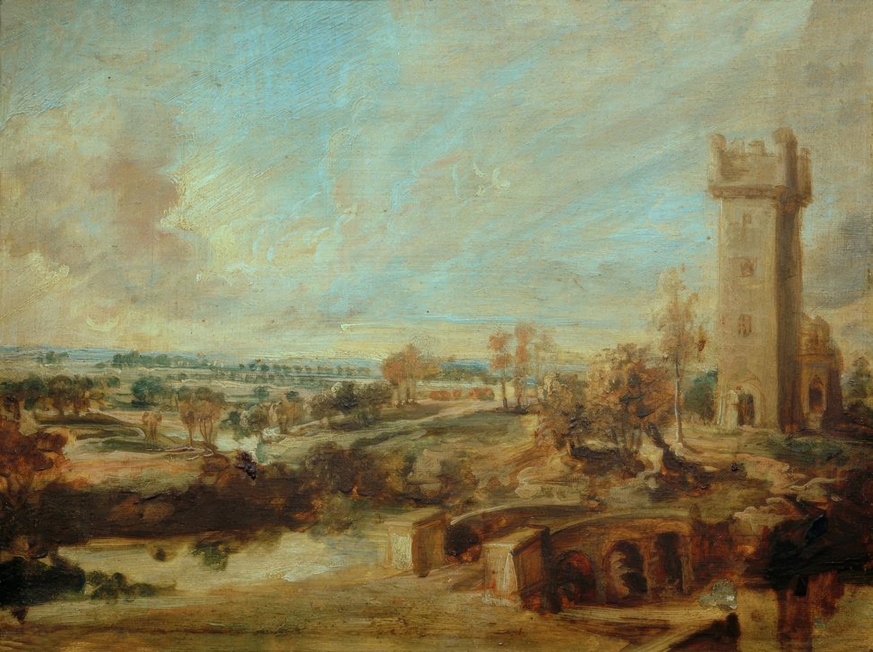 Paesaggio con torre da Peter Paul Rubens