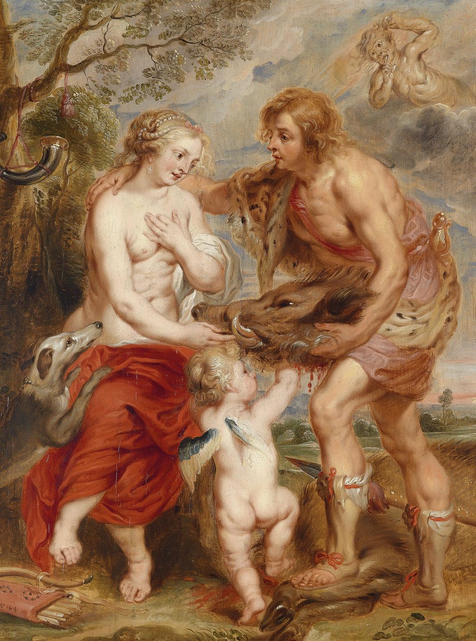 Meleagro offre la testa del cinghiale di Calidone ad Atalanta da Peter Paul Rubens
