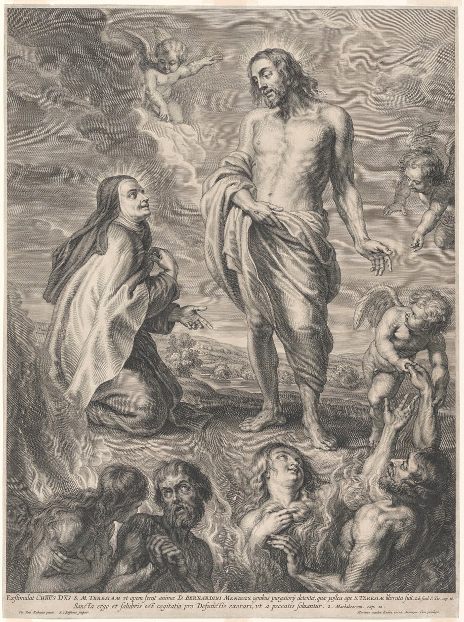 Santa Teresa d’Ávila inginocchiata davanti a Cristo, mentre intercede per le anime del Purgatorio da Peter Paul Rubens