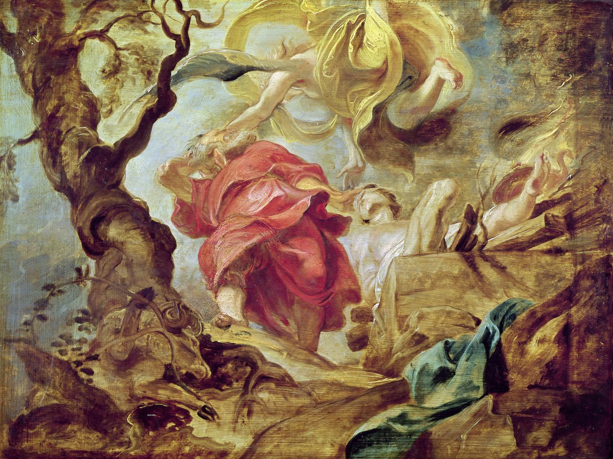 Il sacrificio di Isacco, bozzetto per una sezione del soffitto nella Chiesa dei Gesuiti, Anversa, 1620-21 da Peter Paul Rubens