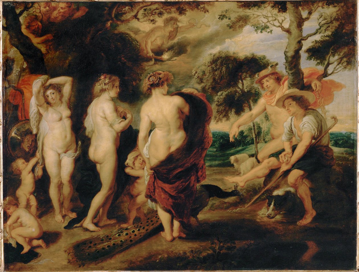 Il giudizio di Parigi (dipinto su legno di quercia) da Peter Paul Rubens