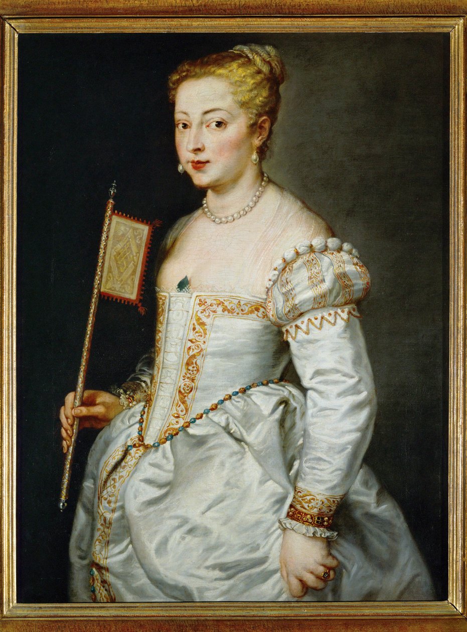 Giovane donna con ventaglio, 1612-14 circa (dipinto su tela) da Peter Paul Rubens