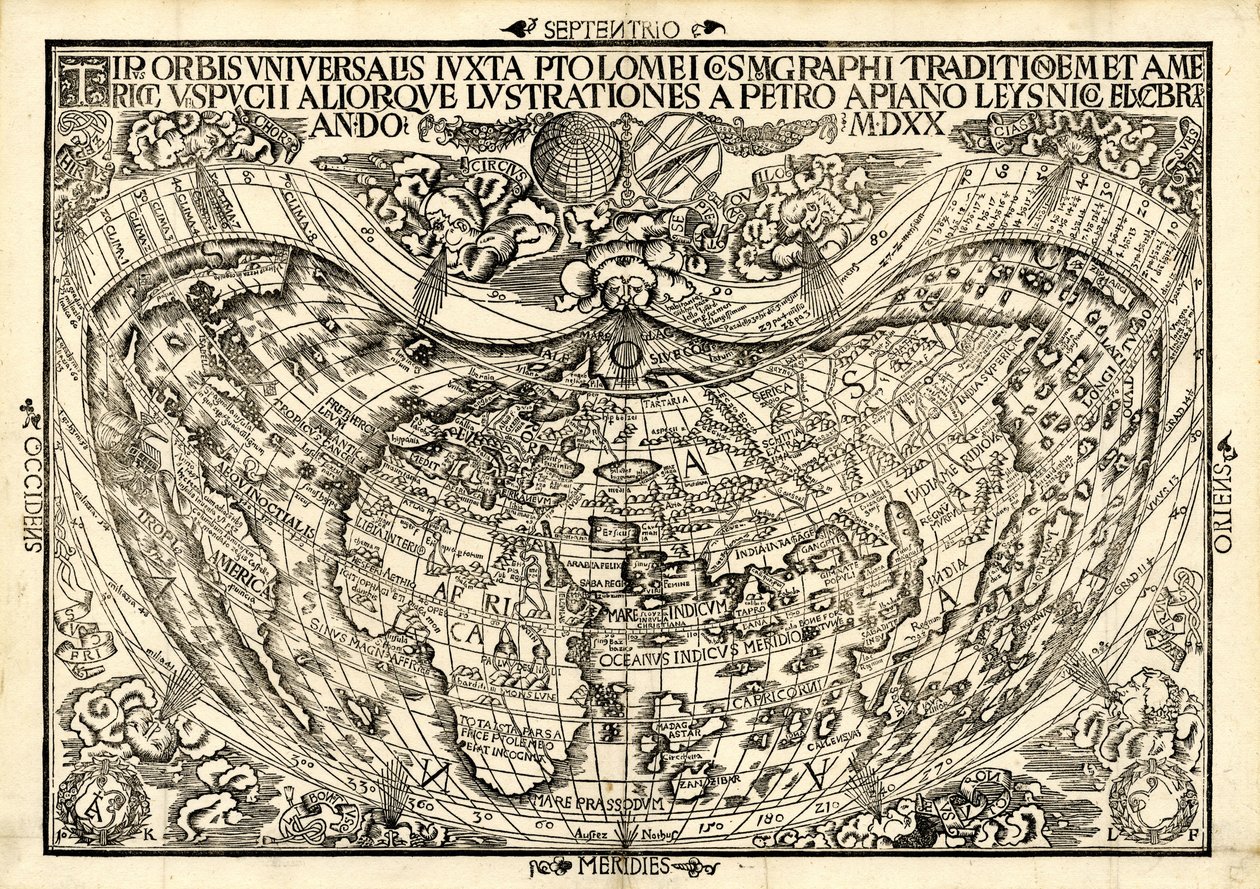 Tipus Orbis Universalis da Peter & Pomponius Mela Bienewitz Apian