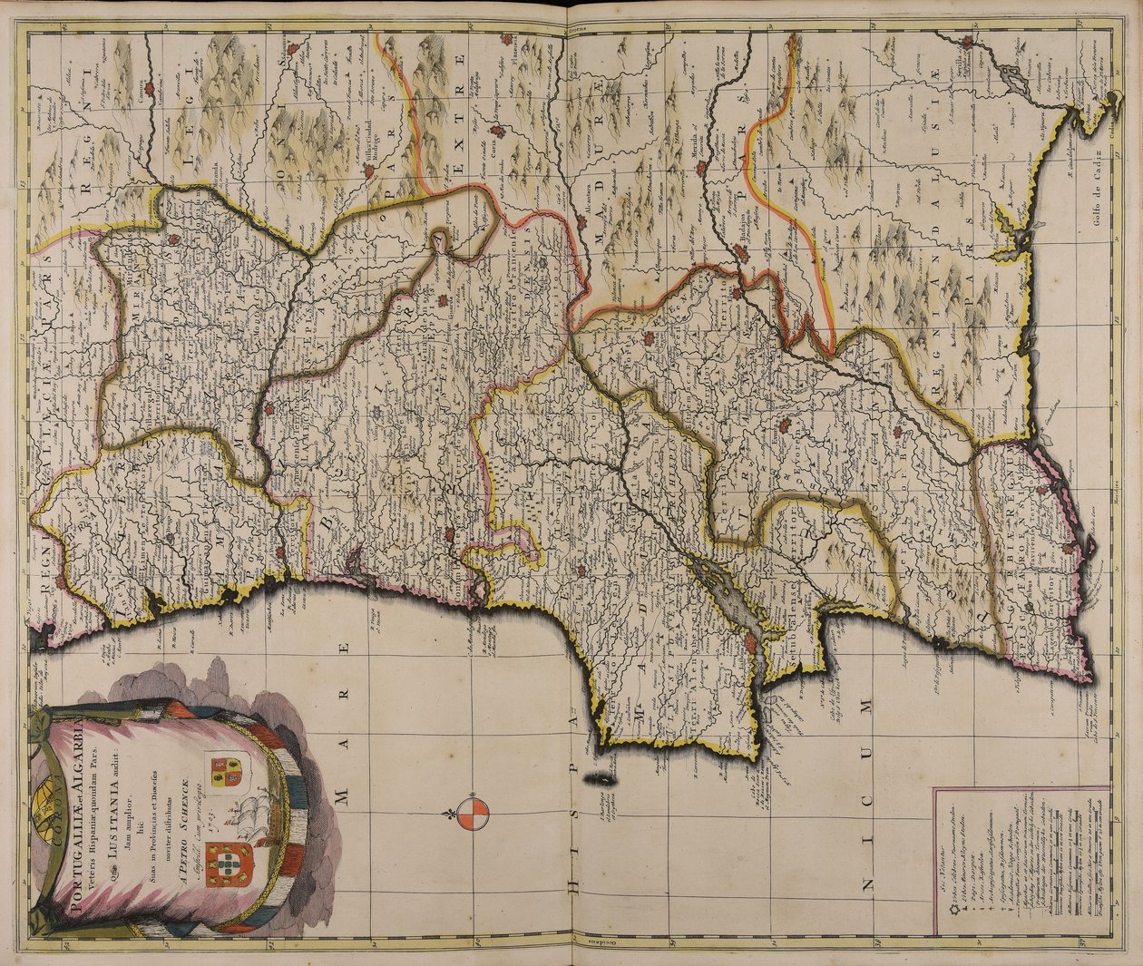 Corona Portugalliae et Algarbiae veteris Hispaniae quondam pars quae Lusitania audiit jam amplior hic suas in provincias et dioeceses noviter distributas da Peter Schenk the Elder