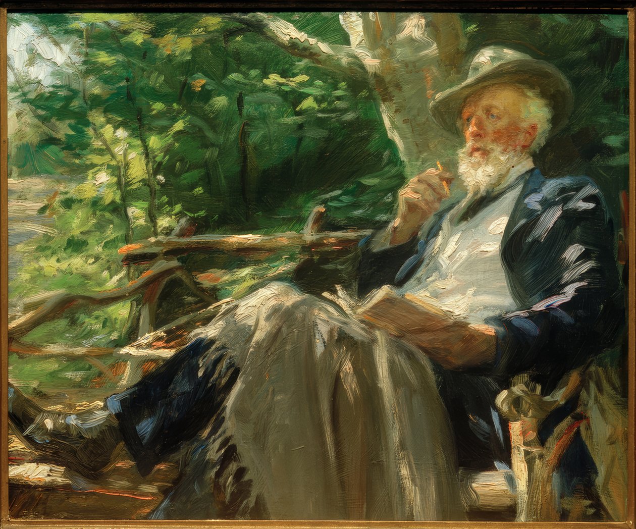 Ritratto del poeta Holger Drachmann nella foresta di Skagen da Peder Severin Krøyer