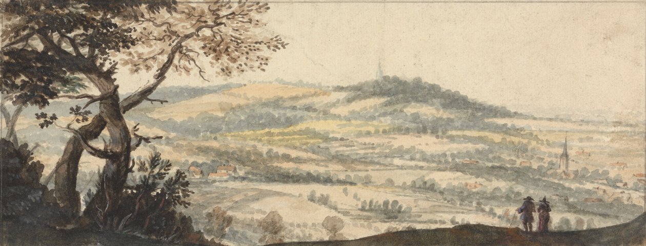 Paesaggio con due figure in primo piano da Peter Tillemans