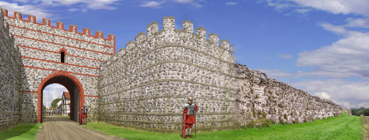 Porta sud delle mura della città romana di Silchester da Peter Urmston