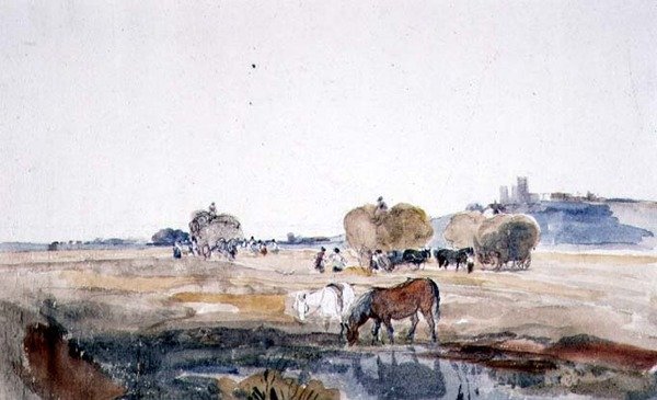 Un campo di fieno a Lincoln da Peter de Wint