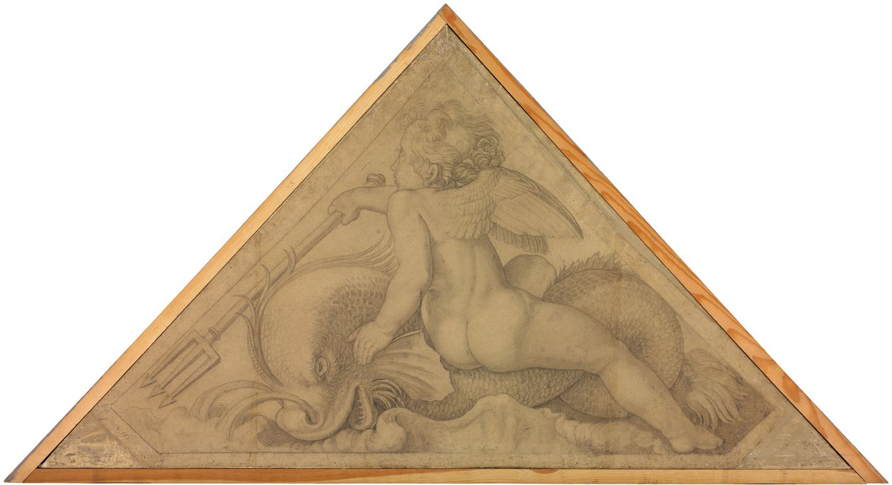 Eros mit dem Delphin (Element des Wassers). Karton zu den Deckenbildern der Münchner Glyptothek da Peter von Cornelius