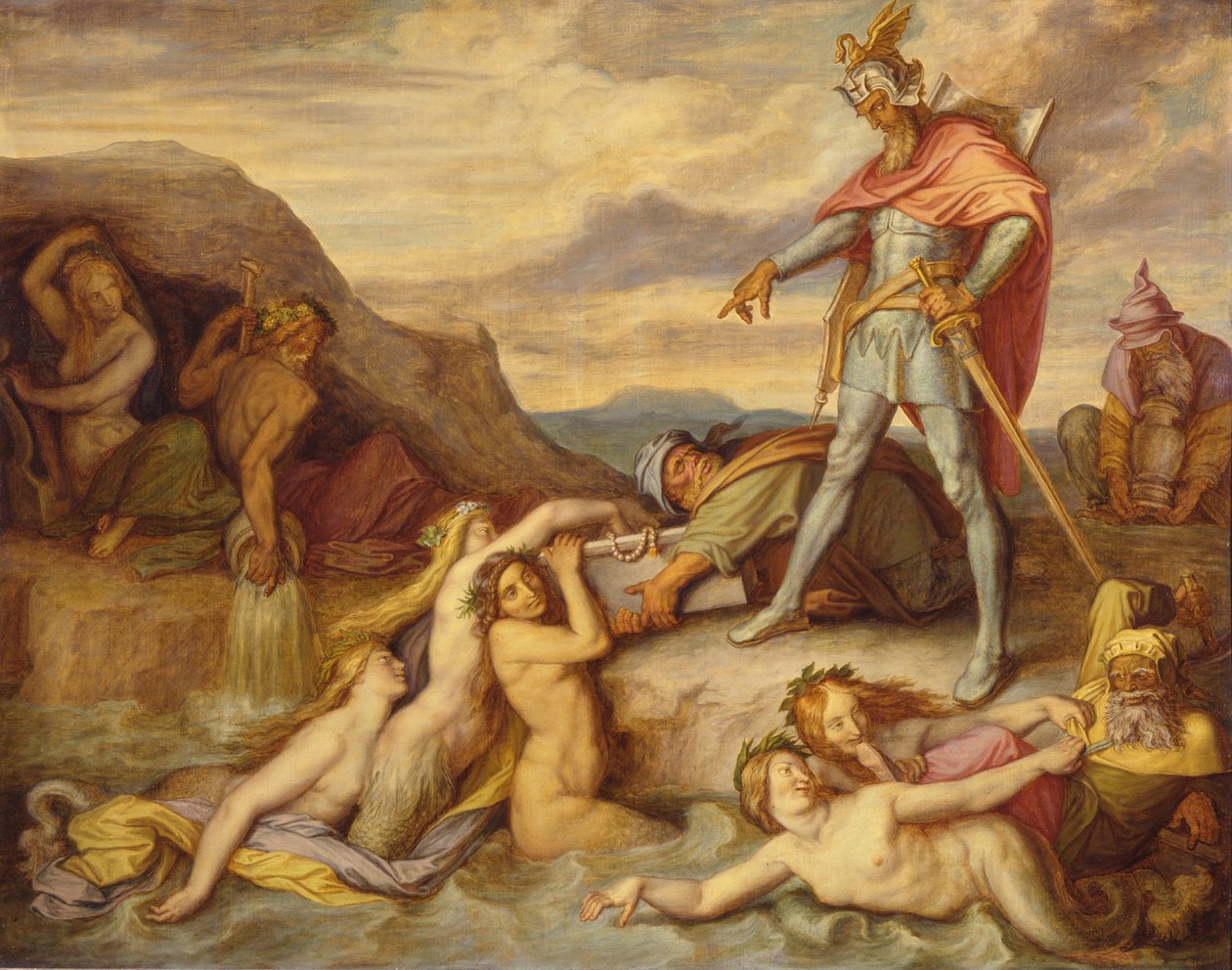 Hagen affonda il tesoro dei Nibelunghi da Peter von Cornelius