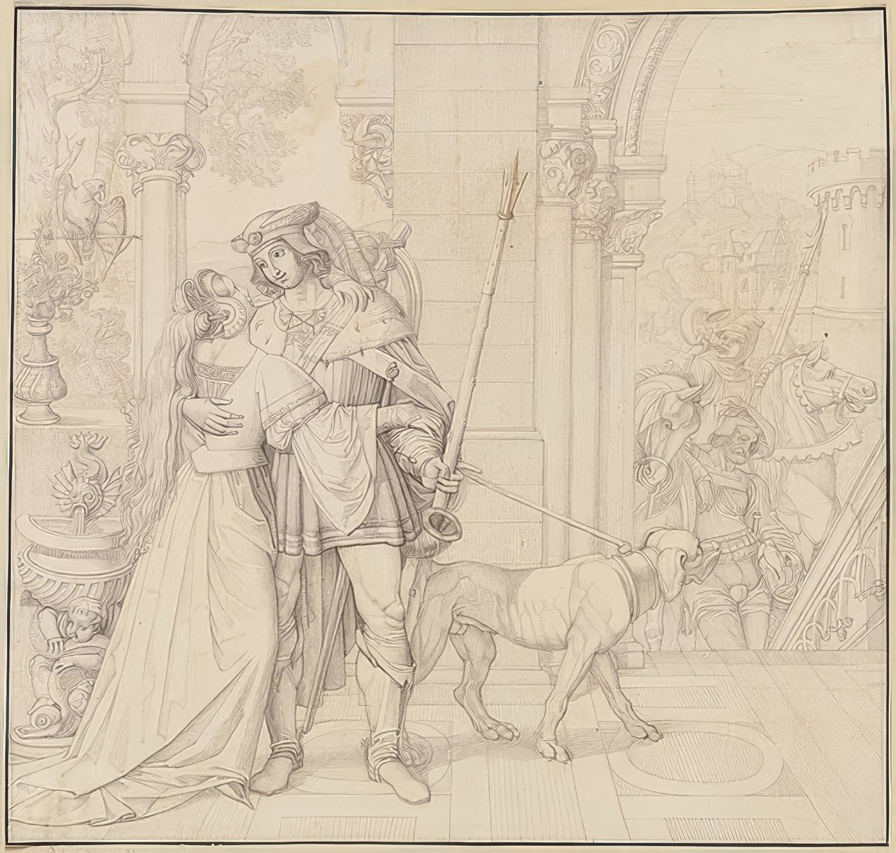 Sette disegni per i Nibelunghi: 4. Sigfrido pronto per la caccia da Peter von Cornelius