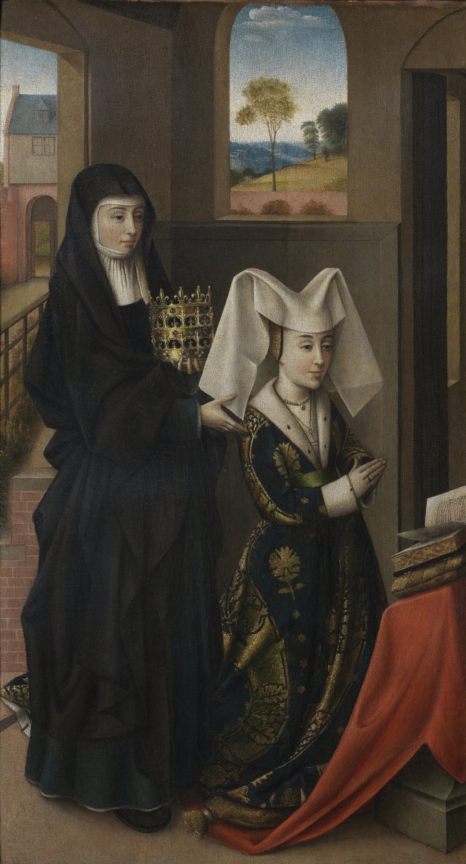 Isabella del Portogallo con Santa Elisabetta da Petrus Christus