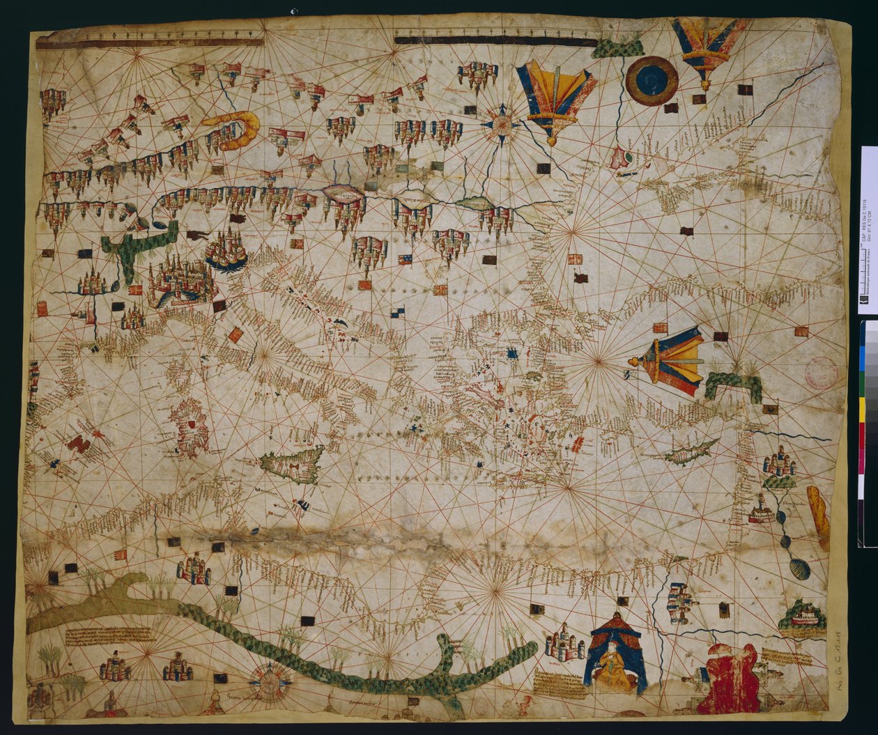 Carta marina del Mar Mediterraneo e del Mar Nero da Petrus Roselli