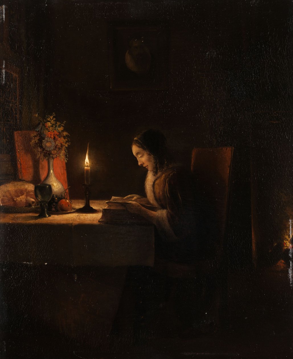 Lettura a lume di candela da Petrus van Schendel