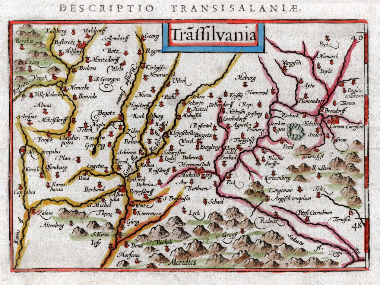 Mappa della Transilvania 1616 da Petrus Bertius