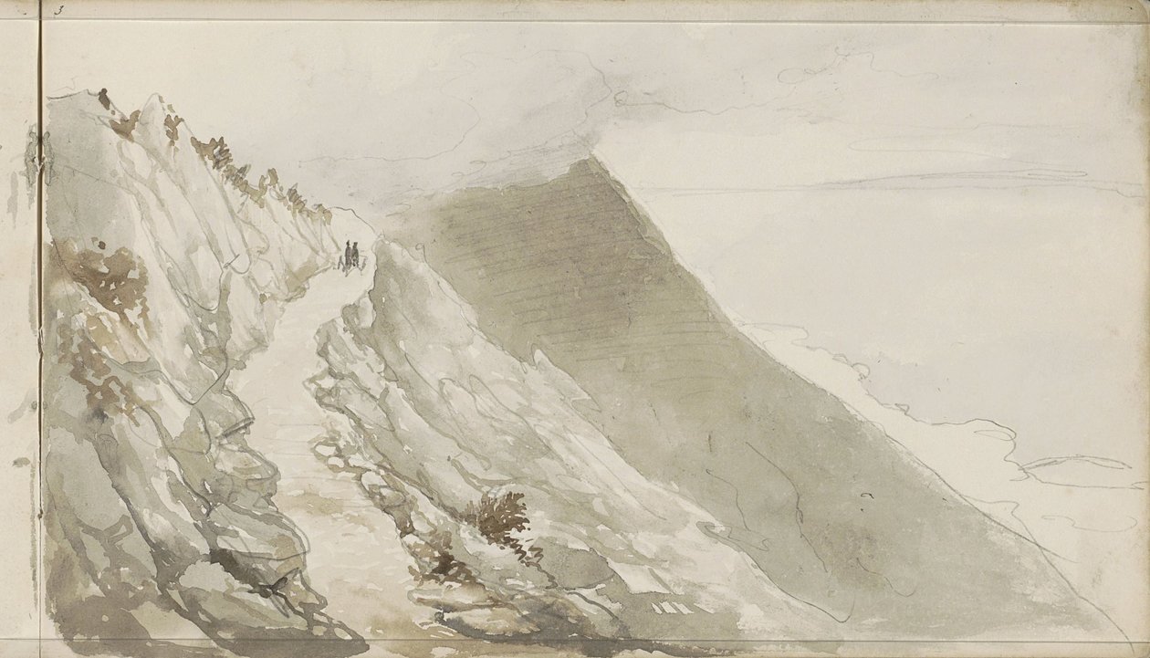Figure su un sentiero lungo una costa rocciosa da Petrus Johannes Schotel