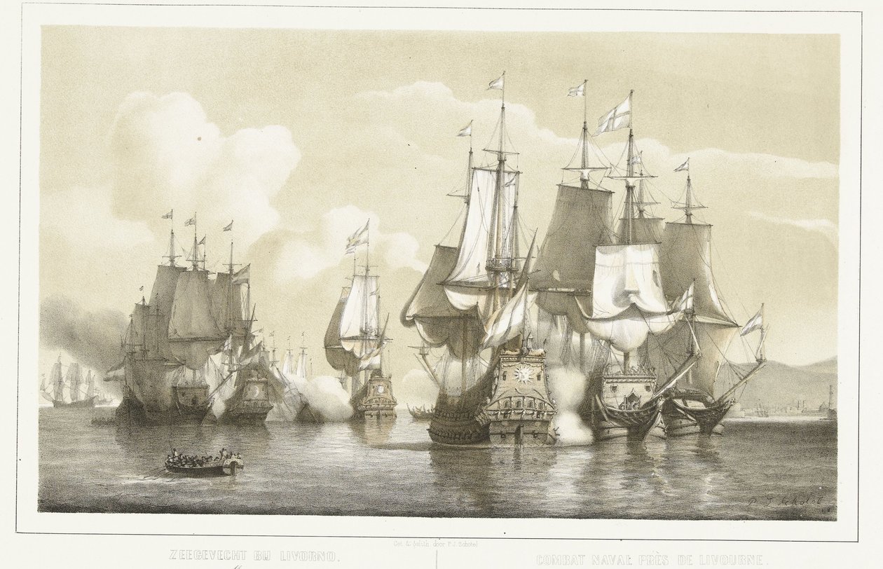 Battaglia navale a Livorno, 1653 da Petrus Johannes Schotel