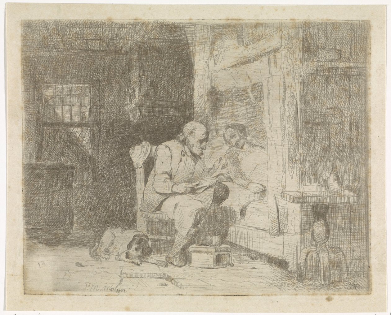 Vecchio che legge alla moglie da Petrus Marius Molijn