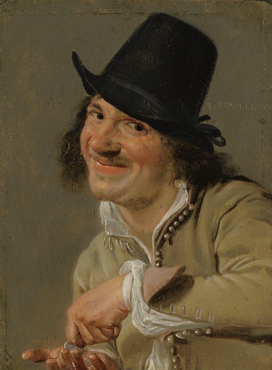Udito: Un Uomo che Conta Monete. Dalla serie Personificazioni dei Cinque Sensi, c.1635-66 da Petrus Staverenus