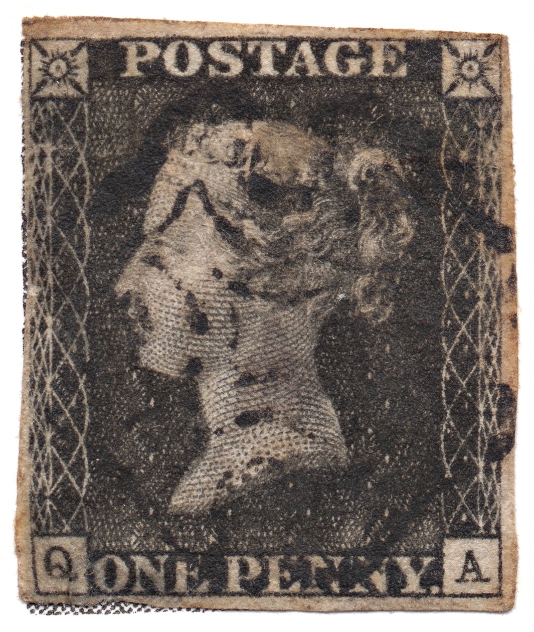 One Penny Black, il primo francobollo del mondo, c. 1840 da Philately