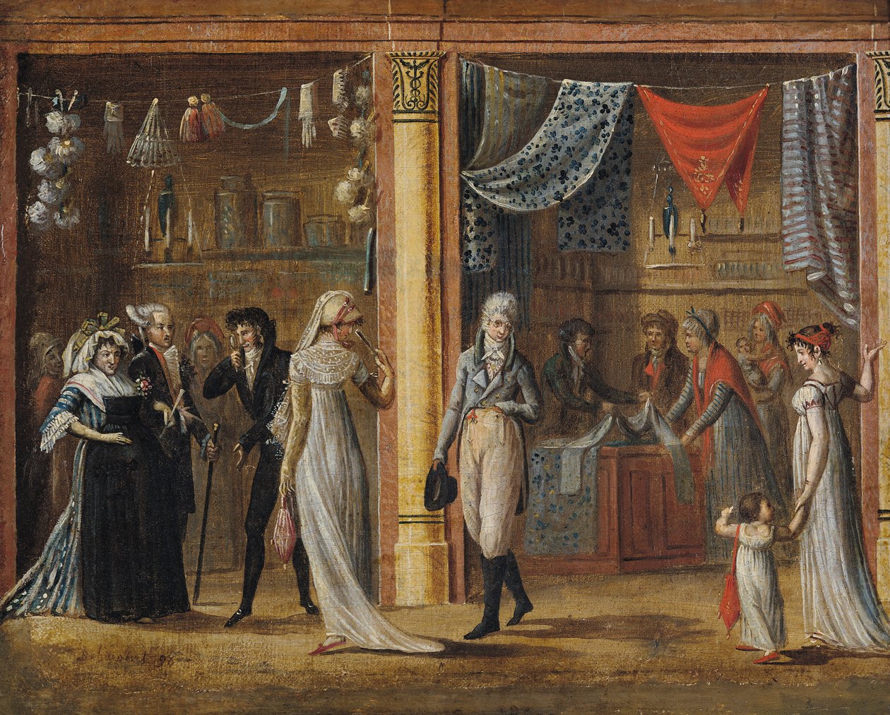 La Galleria del Palais Royal, dopo un dipinto di Jean Francois Bosio, 1798 da Philibert Louis Debucourt