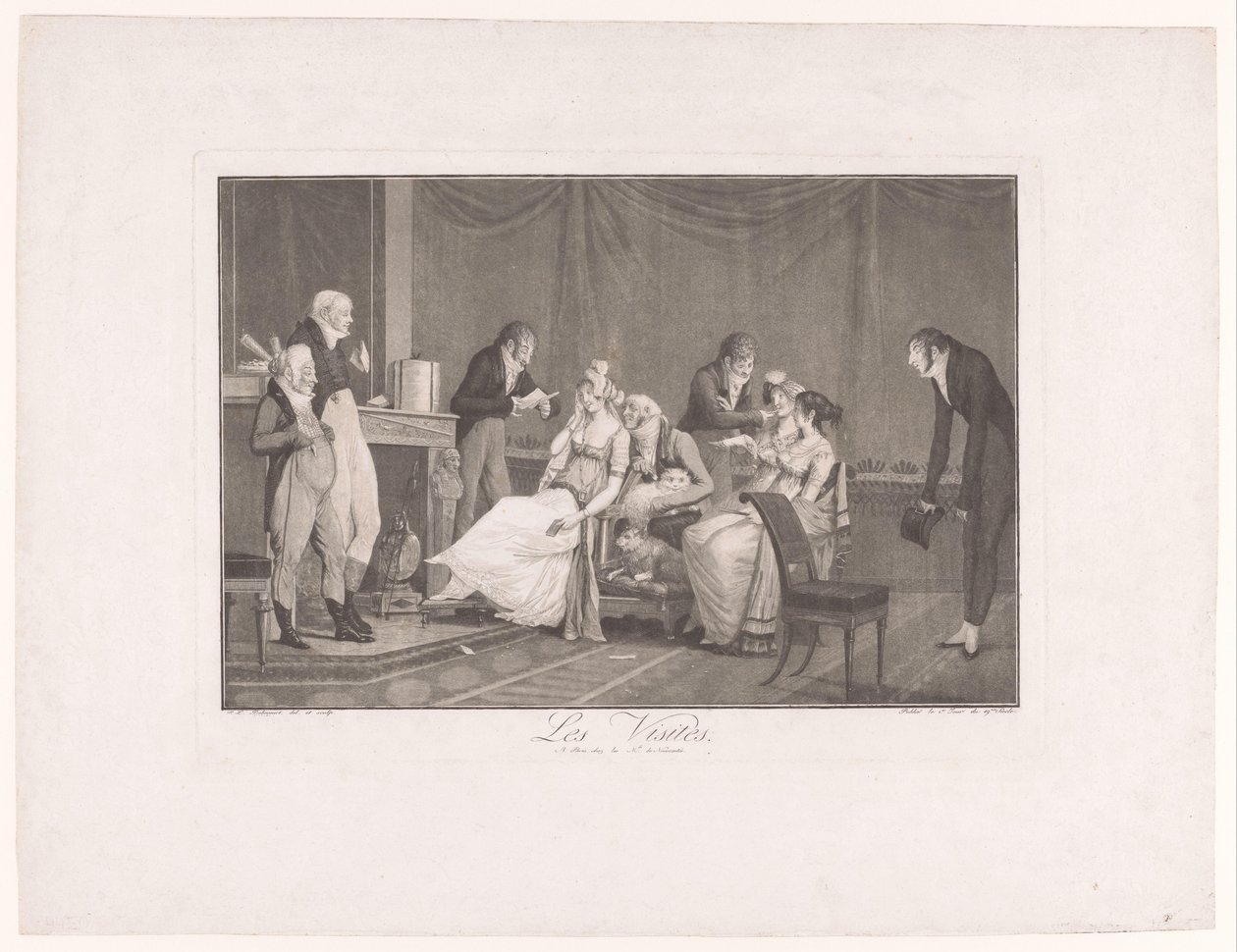 Gruppo di giovani donne e uomini in un interno da Philibert-Louis Debucourt
