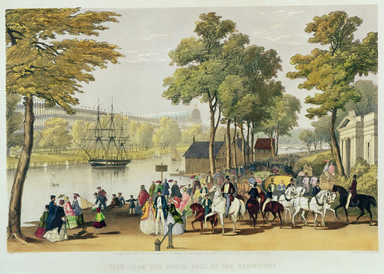 Vista dalla riva nord del Serpentine, 1851 da Philip Brannan