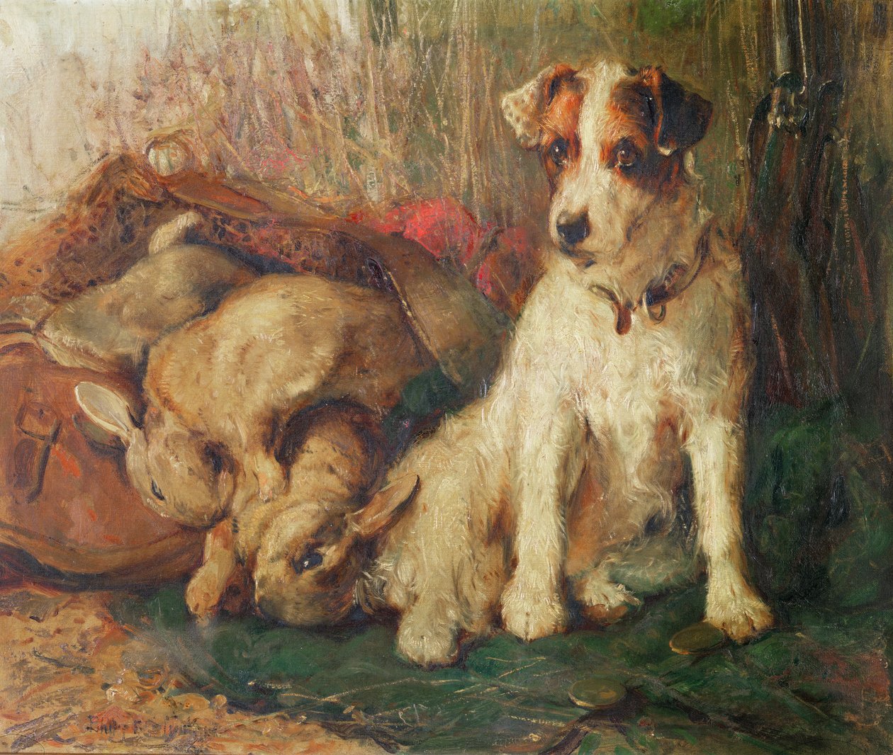 Lasciato in carica - Un Fox Terrier con selvaggina da Philip Eustace Stretton
