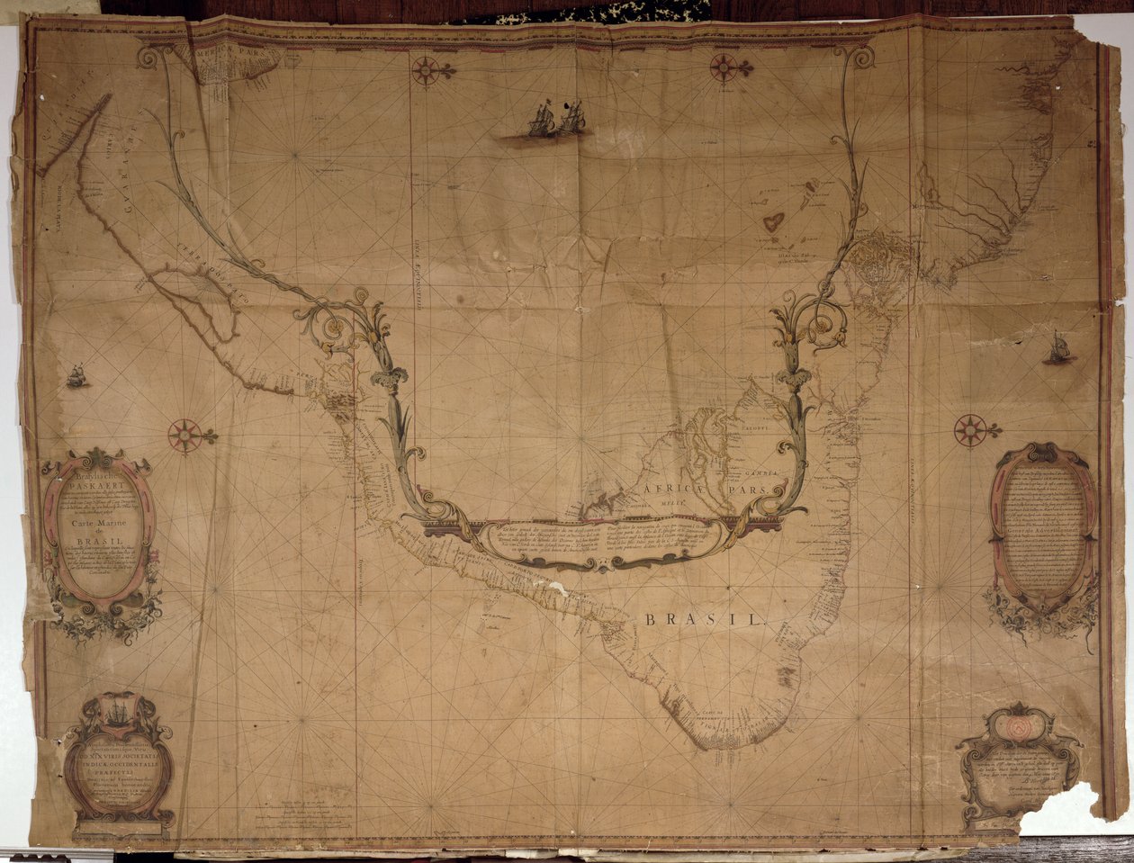 Ms 1288 f.25 Mappa del Brasile, da Mappe Marine Olandesi, 1637 da Philip Vingboons
