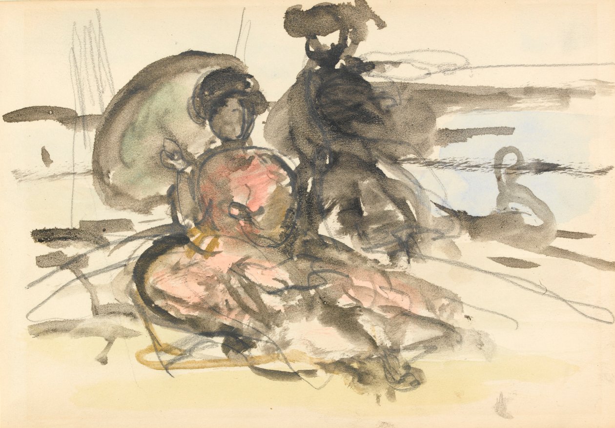 Studio di figura: due donne sedute sulla riva di un fiume da Philip Wilson Steer