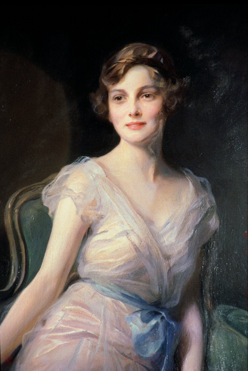 (dettaglio) Ritratto di Miss Leicester-Warren da Philip Alexius de Laszlo
