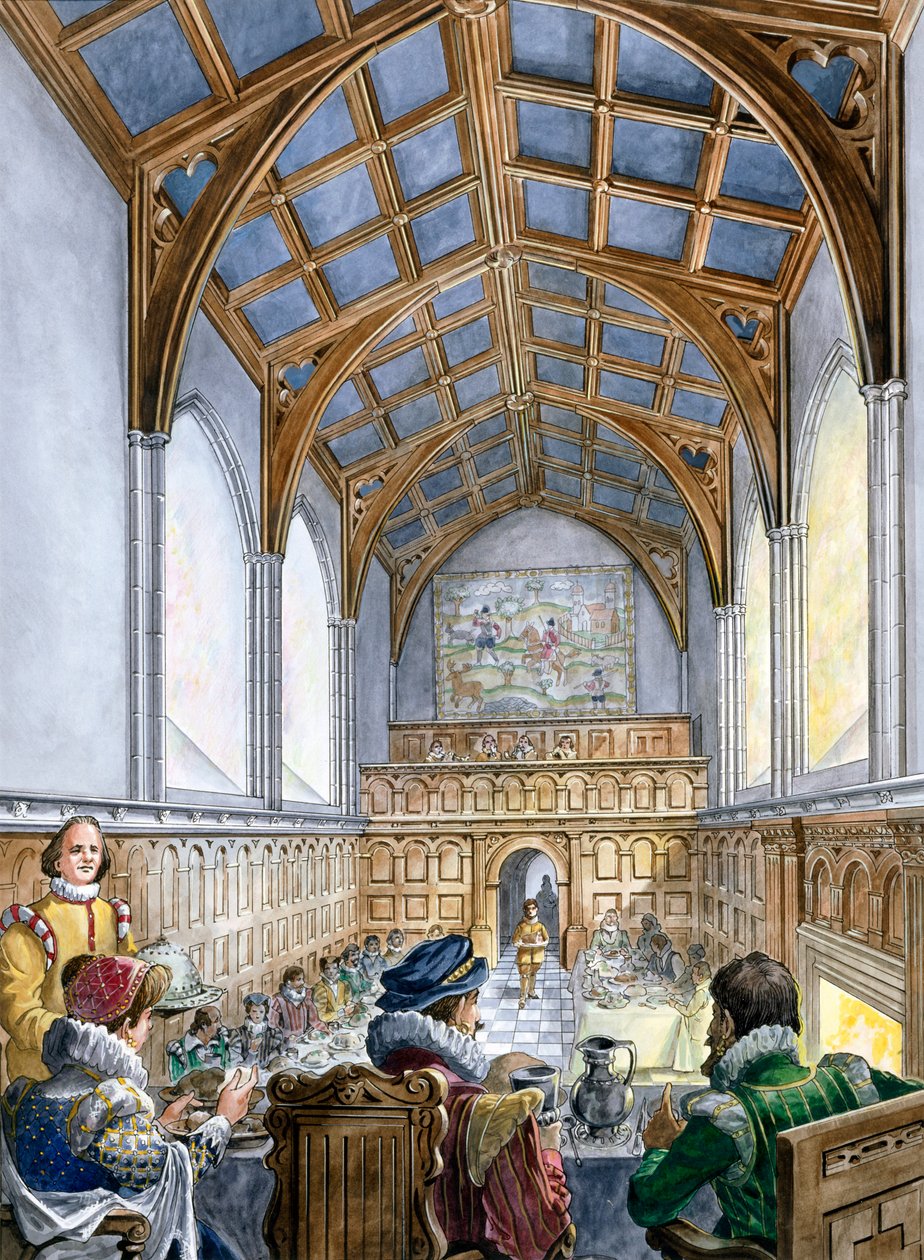 Grande Sala, Castello di Old Wardour, XVI secolo c1995-c1999 da Philip Corke