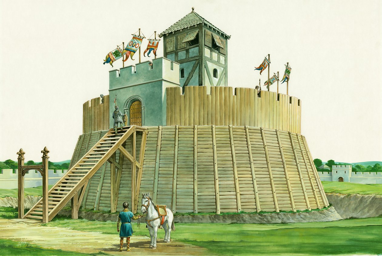 Torre di vedetta normanna al castello di Bramber, West Sussex da Philip Corke