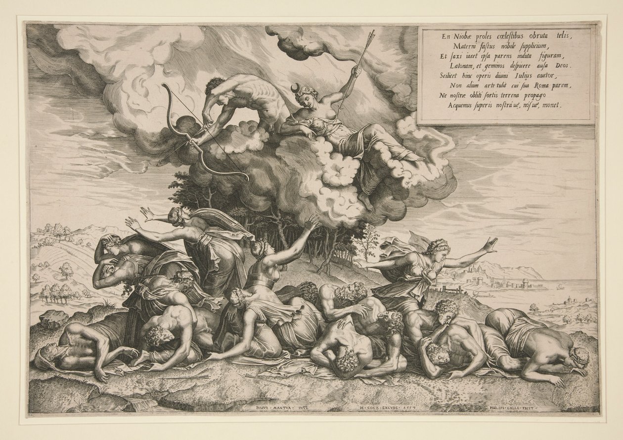 Apollo e Artemide che uccidono Niobe da Philip Galle