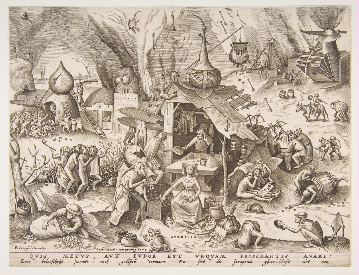 Avarizia Avaritia dalla serie I sette peccati capitali, 1558 da Philip Galle