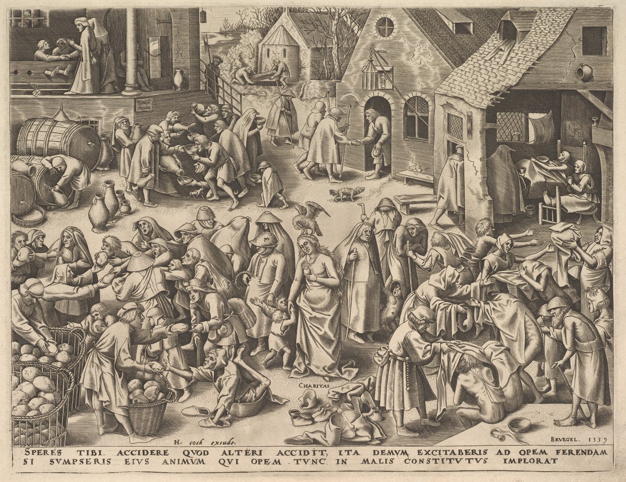 Carità da Le Virtù, 1559 da Philip Galle