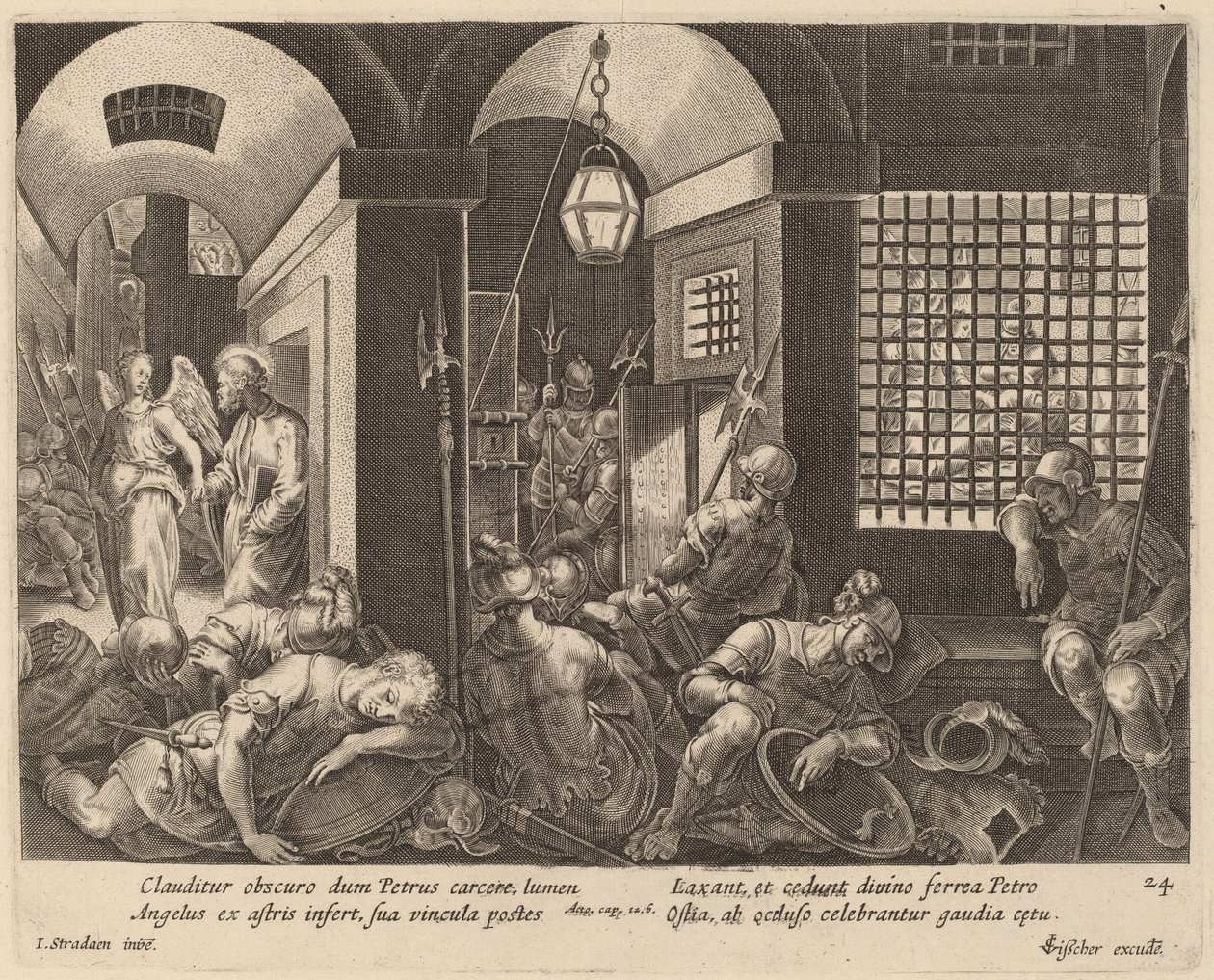 San Pietro liberato dalla prigione da un angelo da Philip Galle after Jan van der Straet