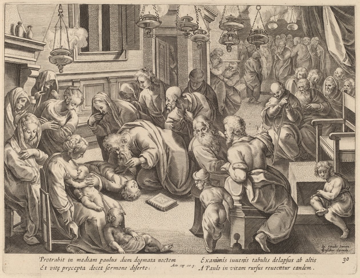 La Caduta di Eutico da Philip Galle after Jan van der Straet